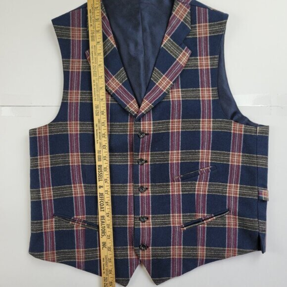 Allen Edmonds Plaid Wool Vest Size 42L Classic Preppy Tweed Vintage Style - Picture 10 of 11